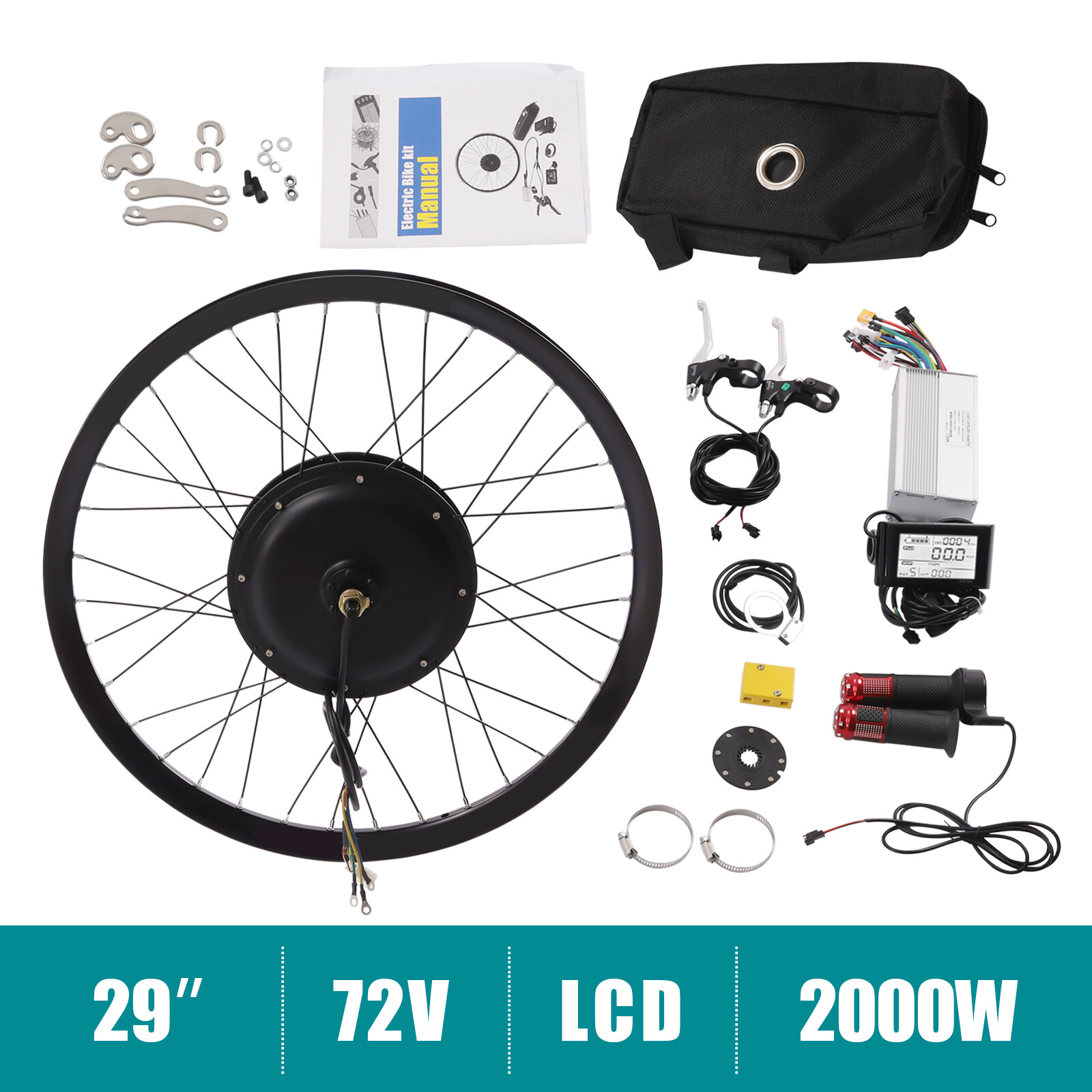 72V 2000W Electric Bicycle E-Bike 29inch Rear Wheel Motor Conversion Kit 560rpm