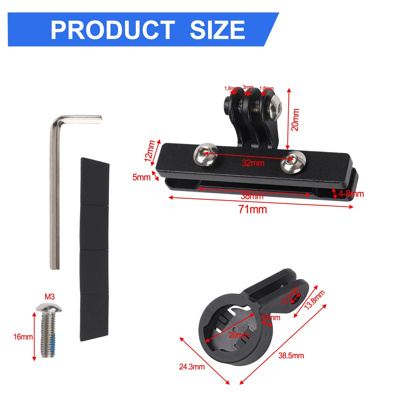 Bike Seat Mount Bicycle Taillight Night Cycling 71mm Length Extension Adapter