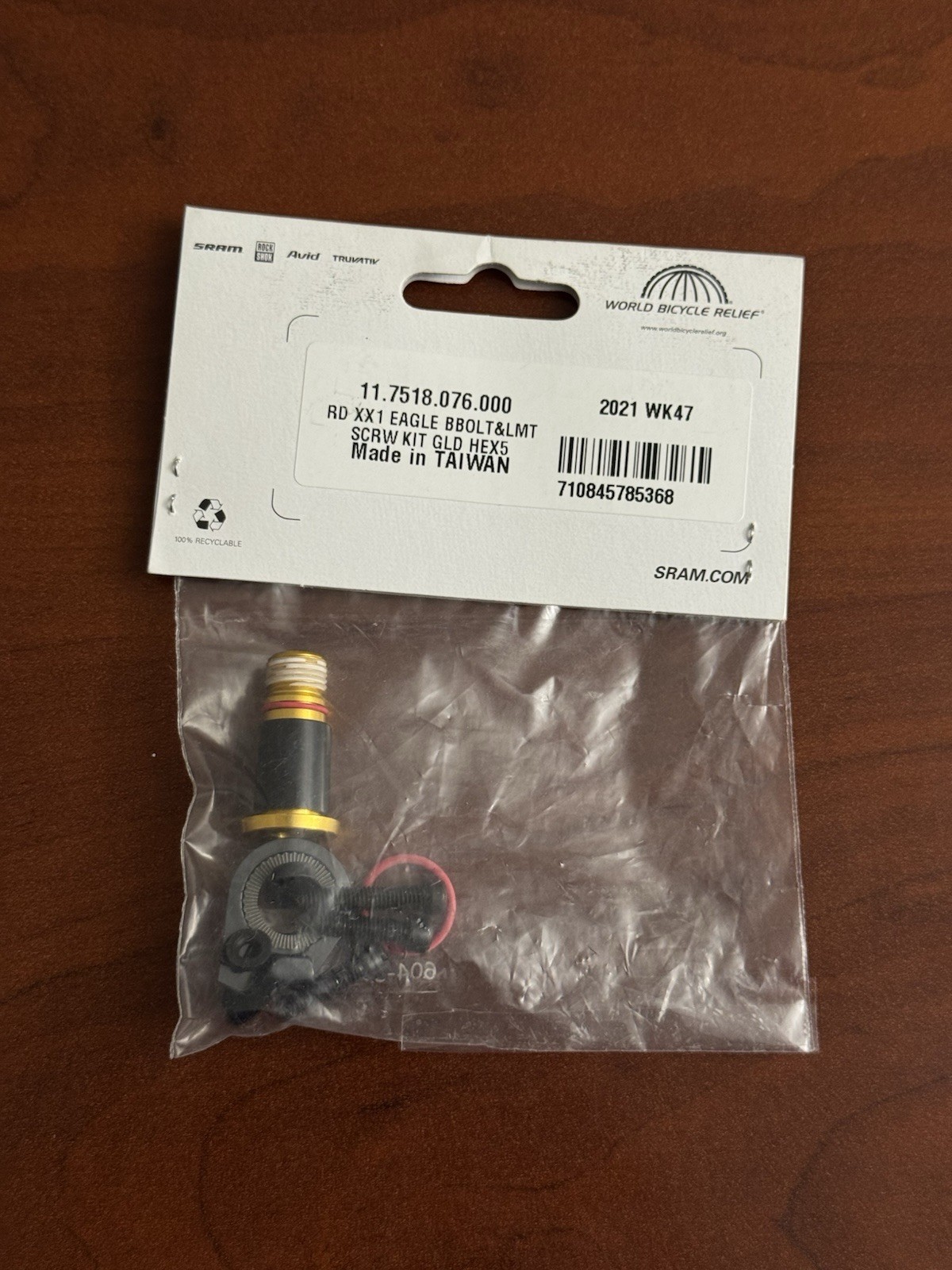 SRAM XX1 Eagle Rear Derailleur B-Bolt and Limit Screw Kit, Gold – AXS Compatible