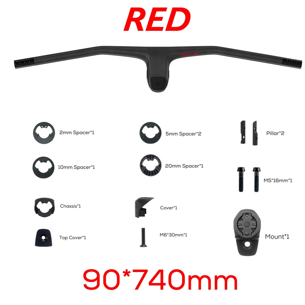 740mm -20 Degrees MTB Bicycle Full Carbon Fibre Integrated Cockpit Handlebar