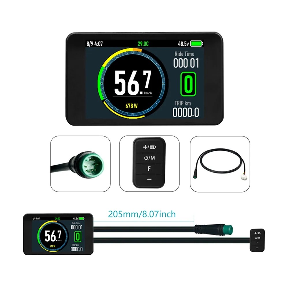 T8 LCD Display Colorful Screen Electric Bicycle 24V 36/48V 60V 72V display Panel
