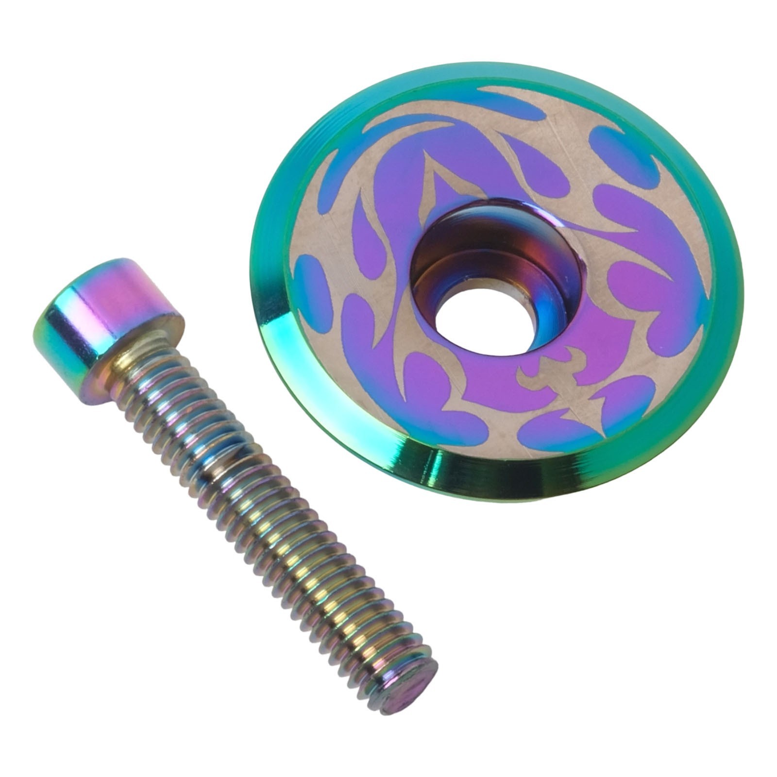 Lightweight Multicolor Oil Slick Headset Stem Cap Replacement Top Cover