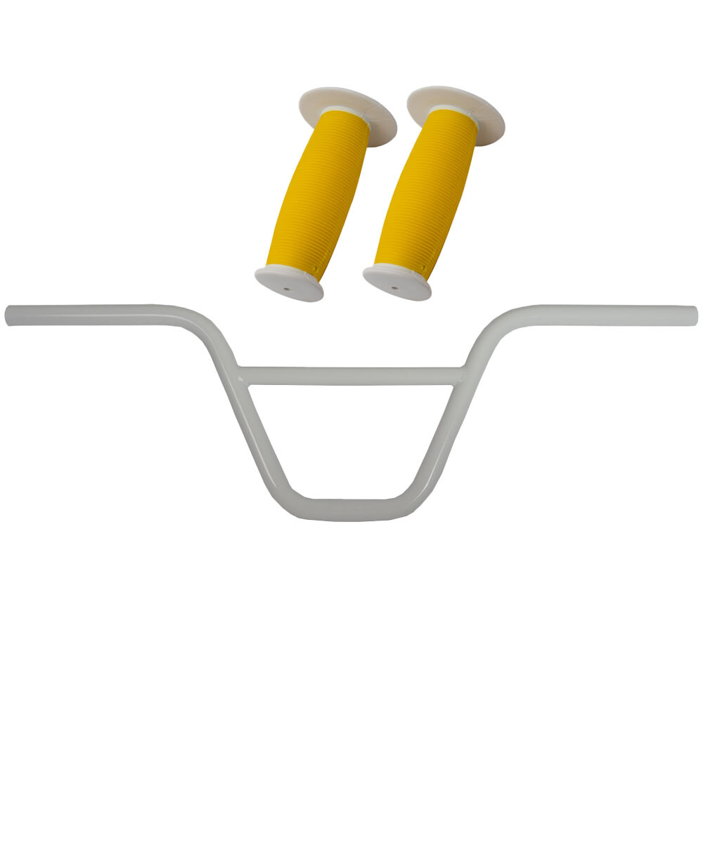 PRO+ 872 White Handlebar & Yellow/White Mushroom Grips