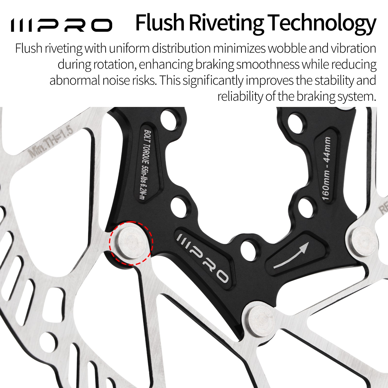 IIIPRO 6-Bolts Aero Disc Rotor 140/160mm MTB Mountain Bike Road Hollow Disc