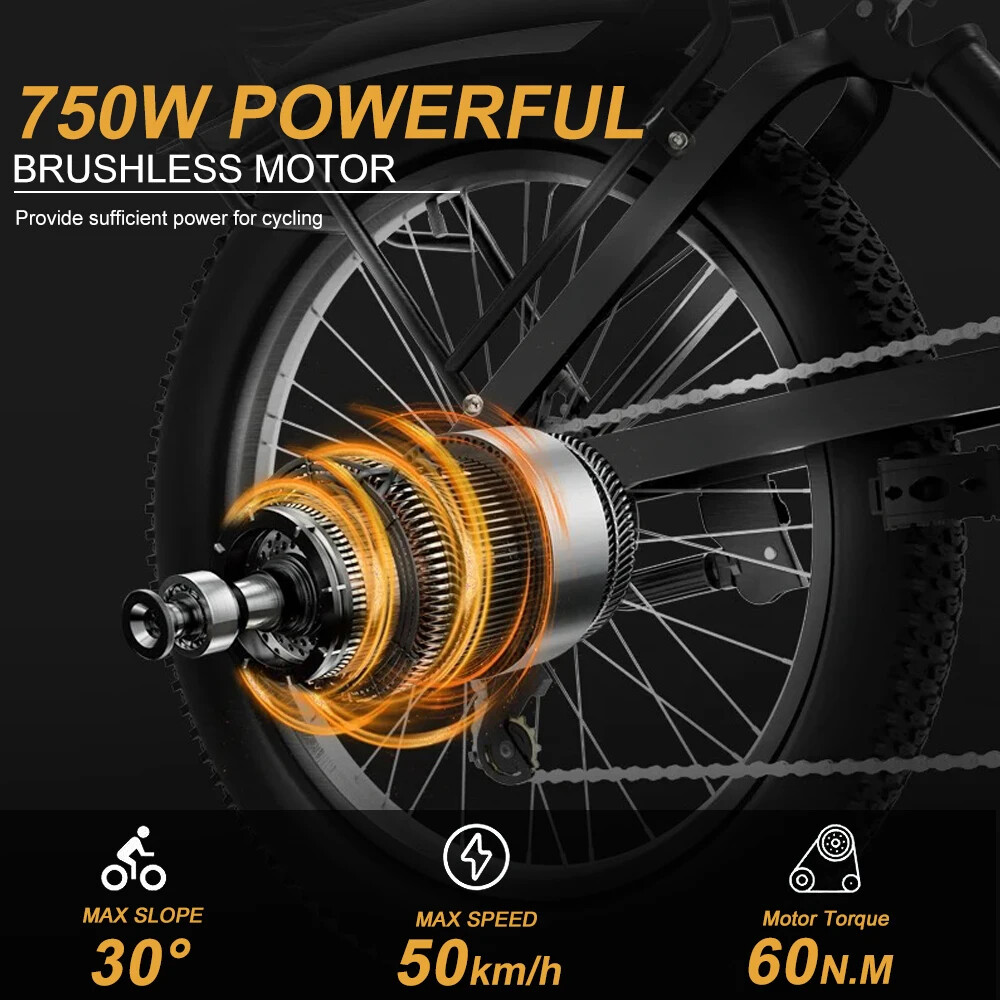 48V 750W E-Bike Conversion Kit 20 24 26er*4.0Tyre Rear Hub Motor Drive 40-50km/h