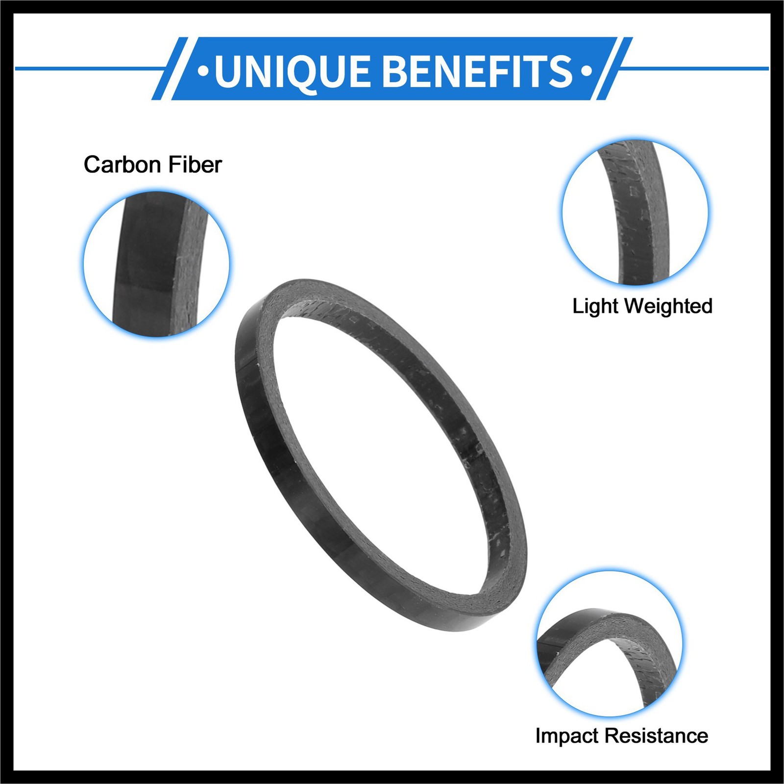 Bicycle Headset Spacers 3mm 31.8mm 1-1/4 » Carbon Fiber Gloss Black Carbon Fiber