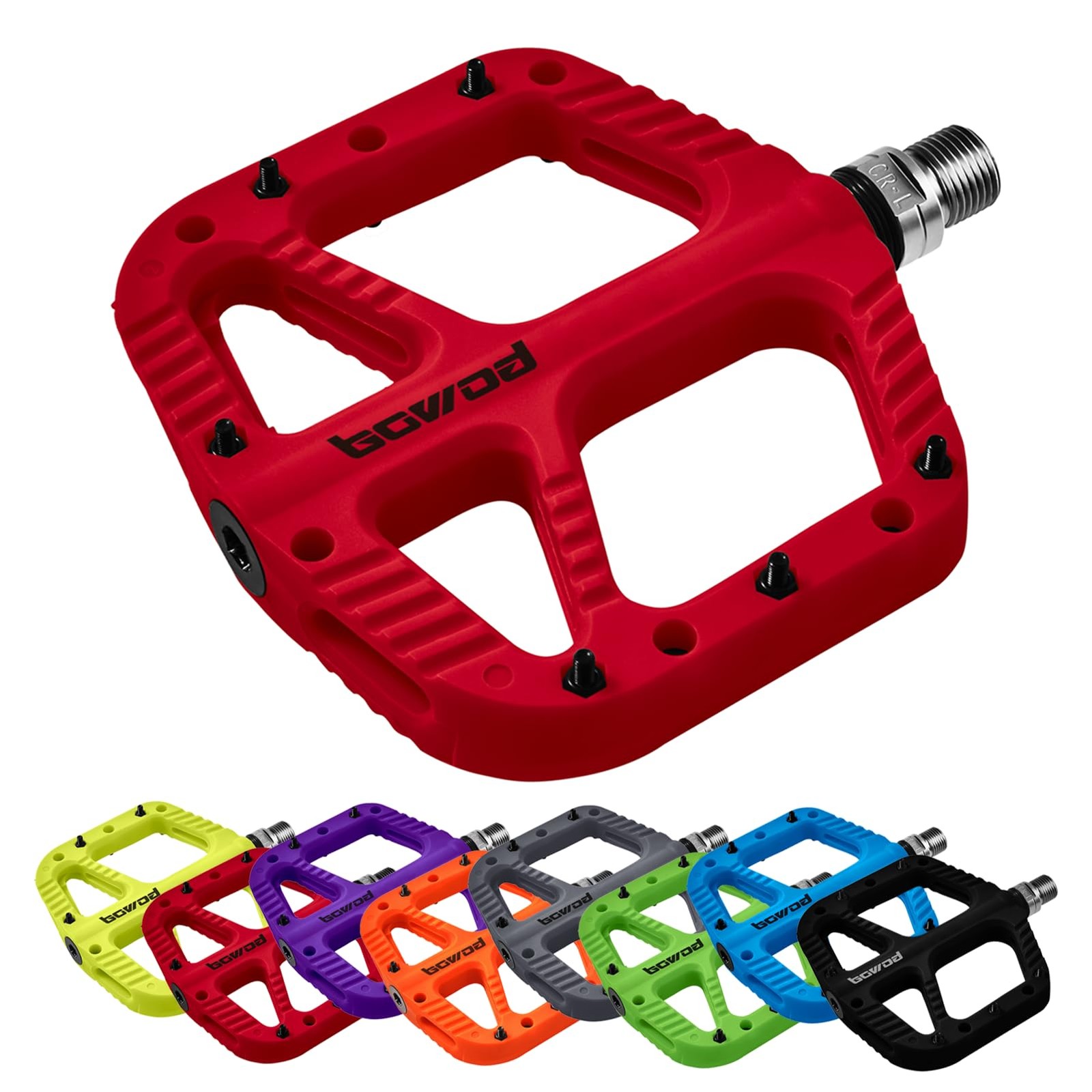 Bicycle Pedals Mountain Bike Adult Platform Flat Pedals Wide Bearing Red