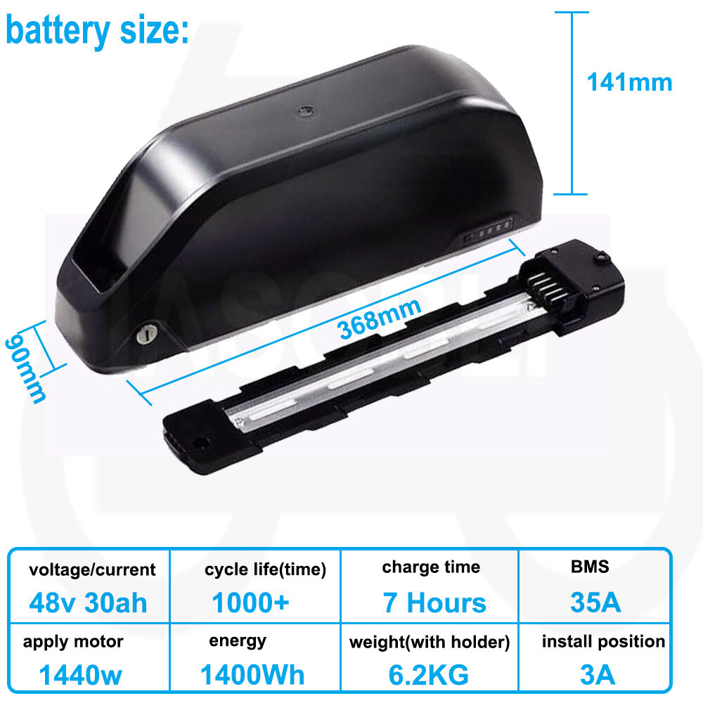 48V 30Ah Hailong Ebike Battery For 0W-1500W LG Cell Lithium Electric Bike Motors