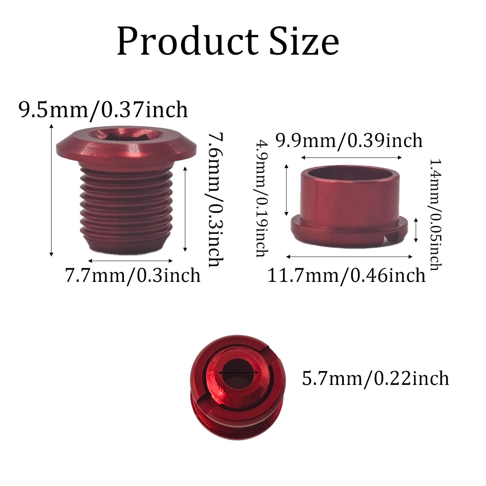5Pcs Red Chainring Bolts, 7075 Aluminum Alloy Single Chain Ring Bolts, CNC Ma…