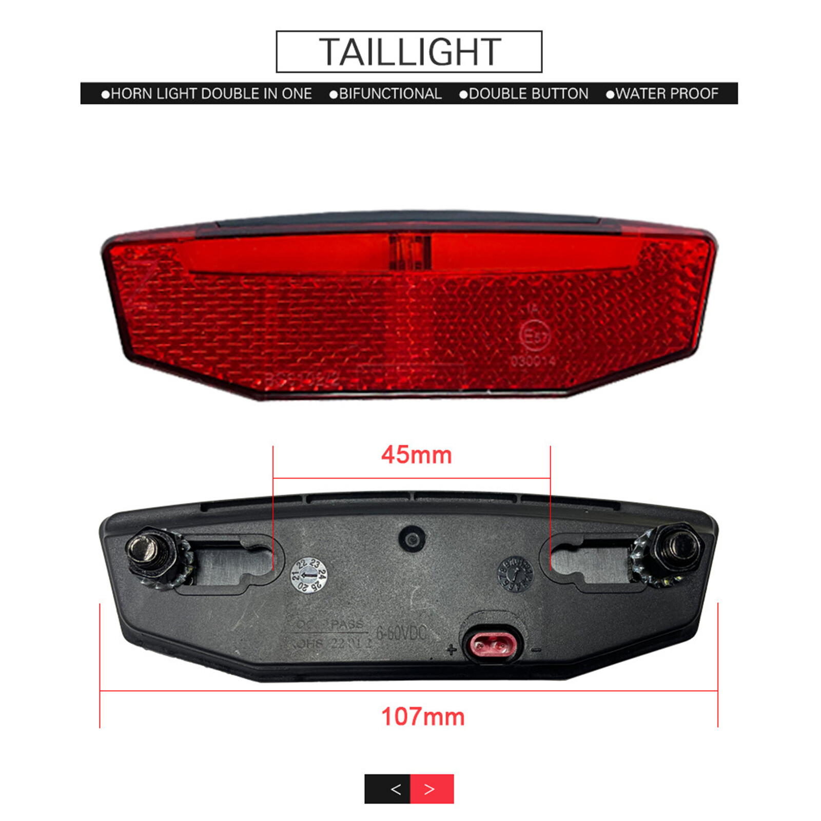 3 in 1 Headlight Tail Light Lamps kit with Switch for 36V/48V/52V/60V E-Bike
