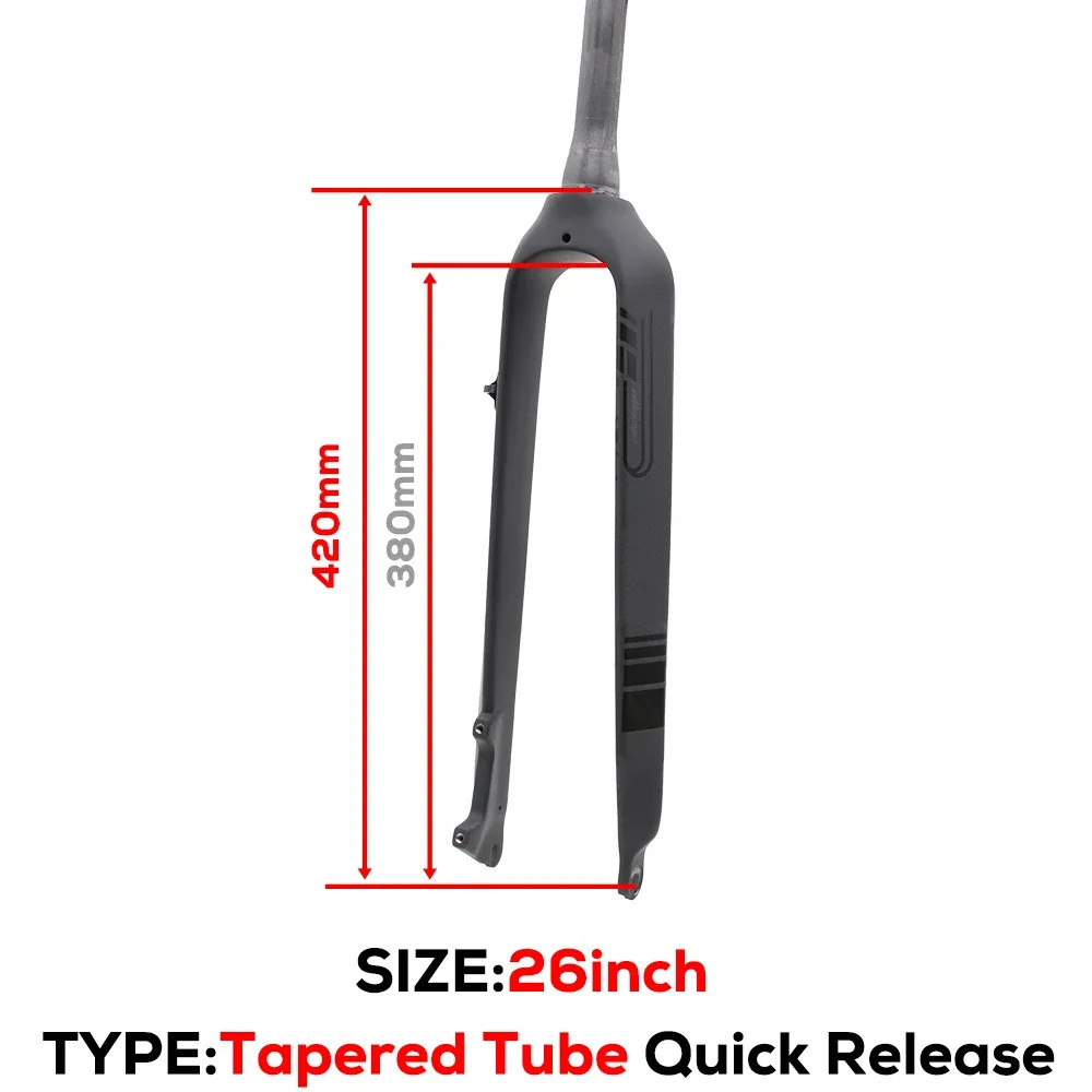 Full Carbon MTB Rigid Fork 26 27.5 29er Straight Tapered Tube 15*100mm Thru Axle