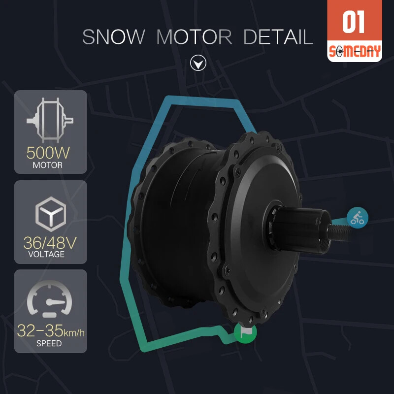 20/26in 36V 48V 500W Rear Cassette Hub Motor for Snow Fat Bike Conversion Kit