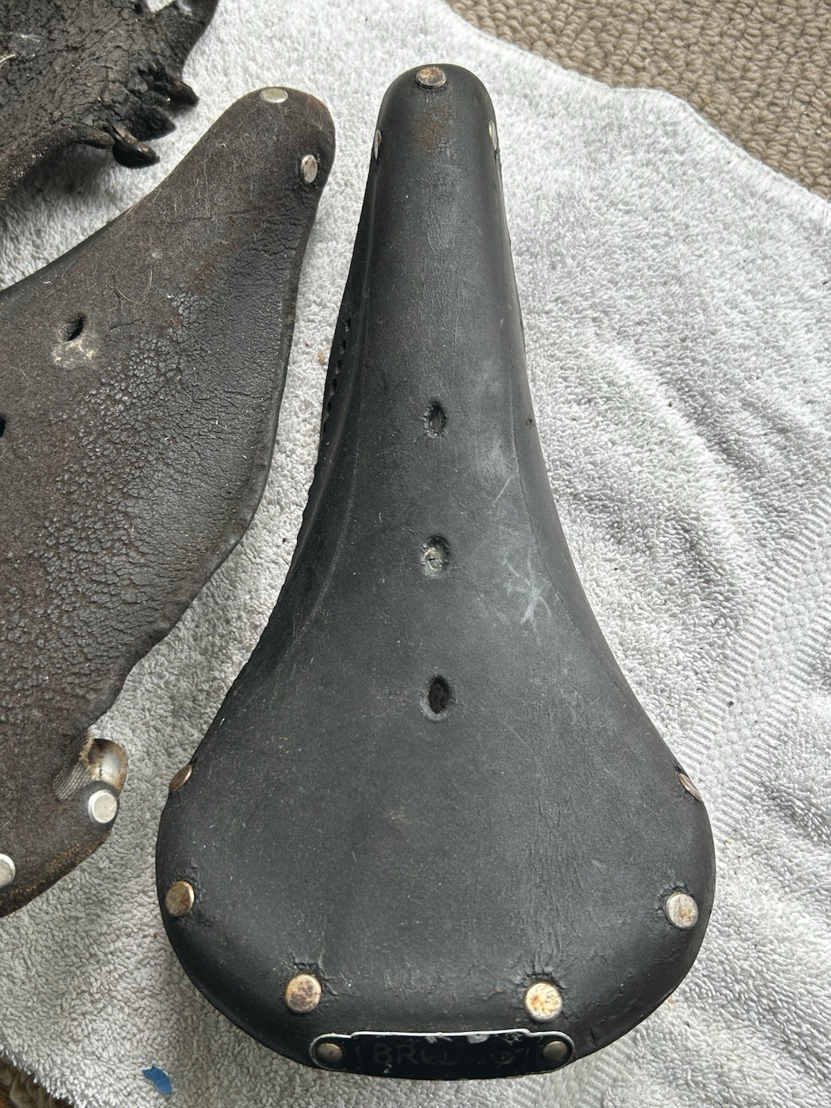Vintage Brooks saddle parts for restoration-3 saddles and various parts