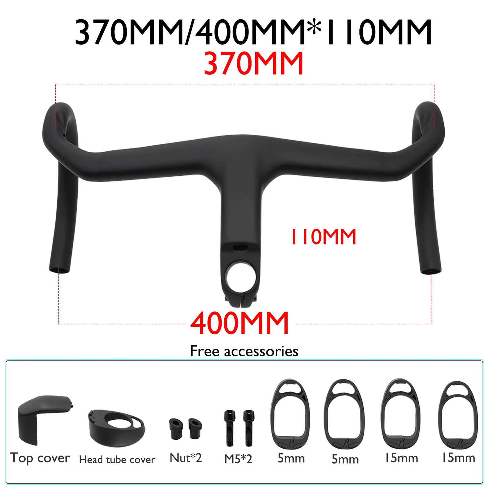 Full Carbon Integrated Road Bike Handlebar 28.6mm 350-410mm Aero Drop Handlebar