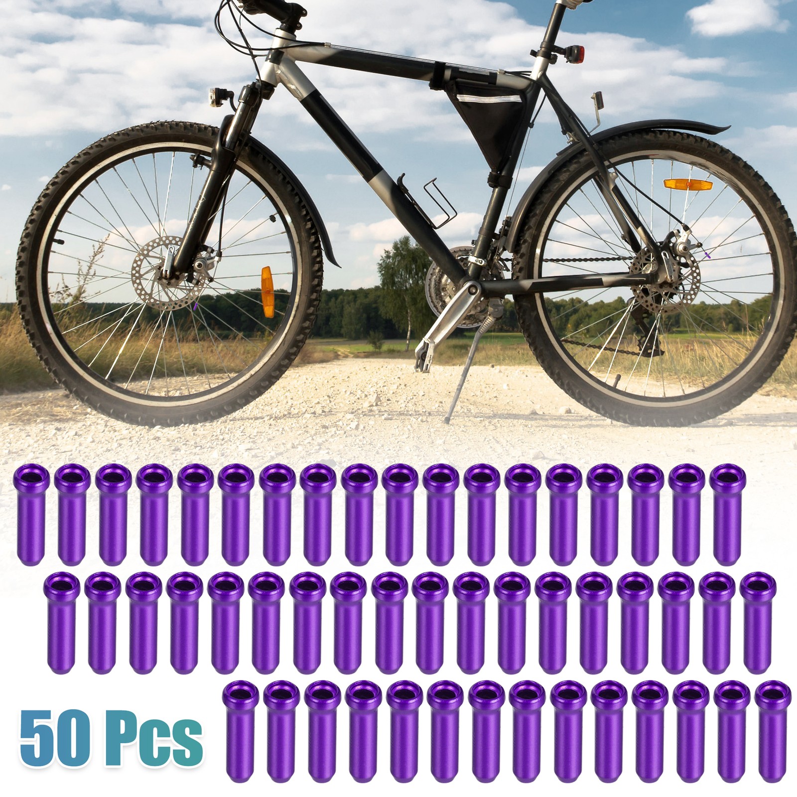50pcs Bike Brake Cable Cap Bicycle Shifter Brake Gear Inner Cable Cap Purple