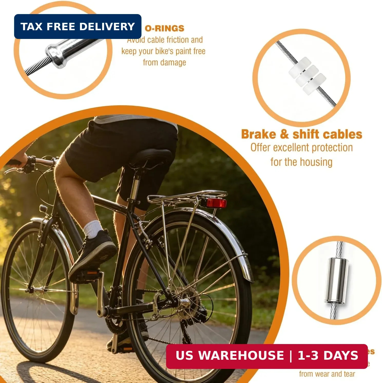 44PCS Bike Brake & Gear Cable Kit Universal Shifter Cable Housing Set Cycling Pa