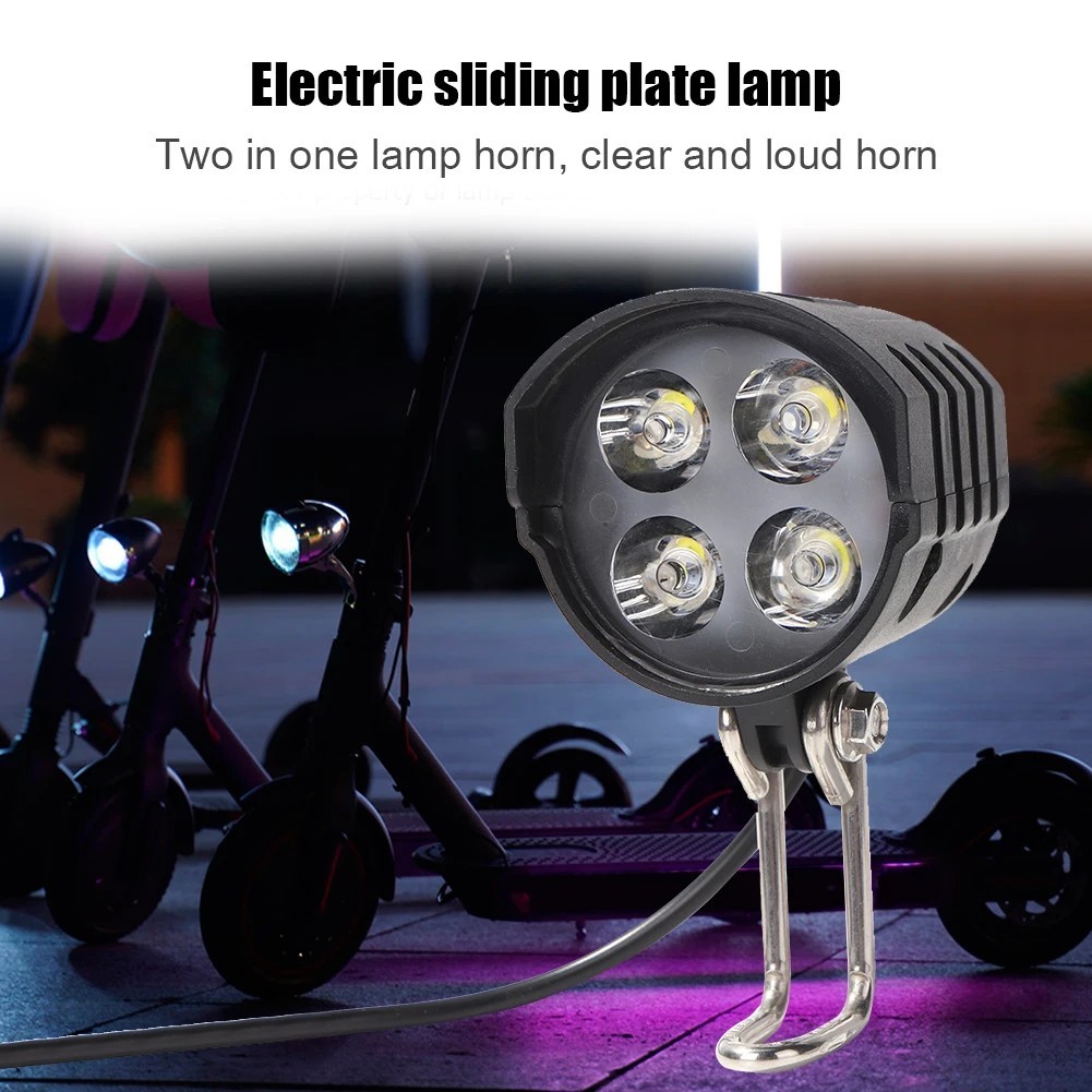 1PC 2 in 1 Headlight Front Light Led Lamp Horn for Bicycle E-Bike Electric US++