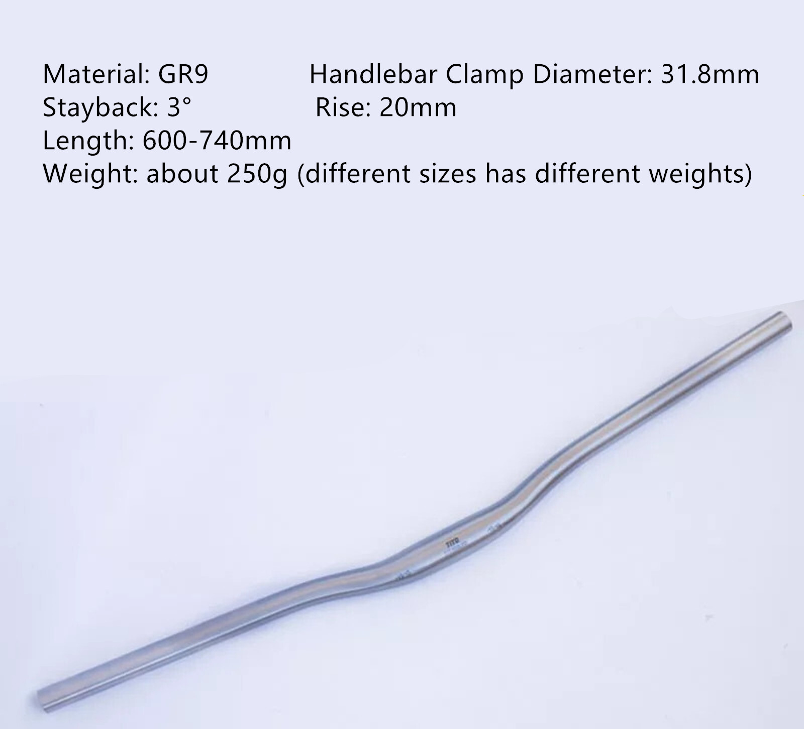aerospace grade 9 titanium riser bar for mountain bike 580-720*31.8mm clamp