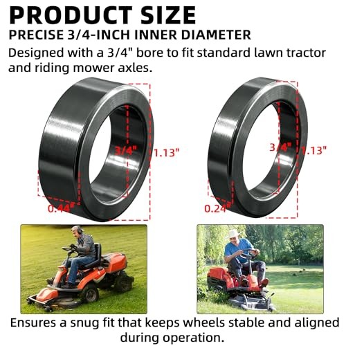 Wheel Hub Spacers – 3/4″ Axle Spacer Kit, Combo Pack with 4 x Metal 3/4″ Bore