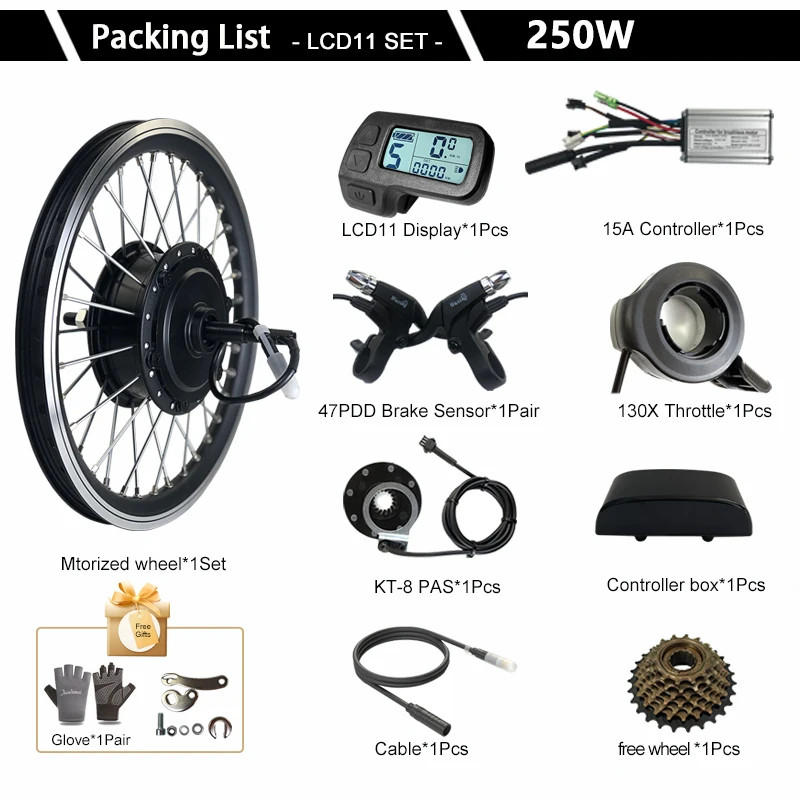 E-bike Conversion Kit 36V 250W 48V Brushless Rear Rotate Hub Motor Wheel