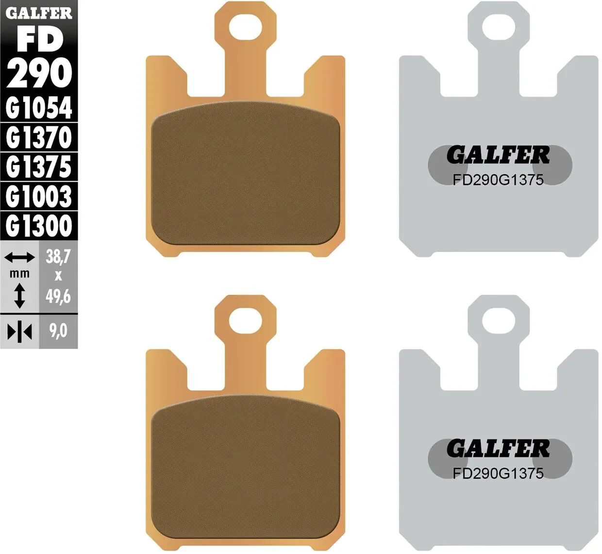 Galfer Brake Pads FD290 Brake Pad FD290 G1375 Sint. Metal Str: S