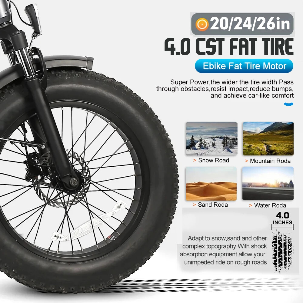 48V 1000W 4.0Tyre Rear Rotate Hub Motor Wheel for Snow E-bike Conversion Kit