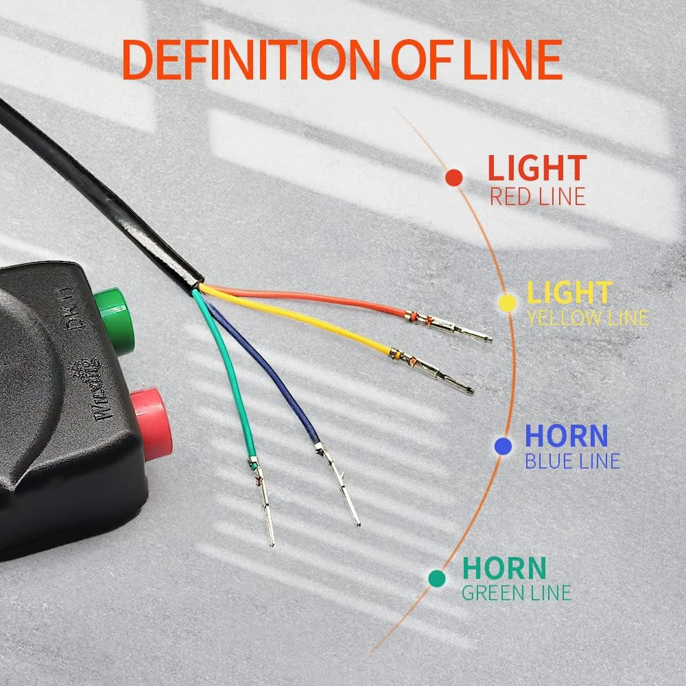 WUXING DK226/DK11 Electric Bike Scooter Light Switch 24V/36V/48V/60V/72V Ebike L
