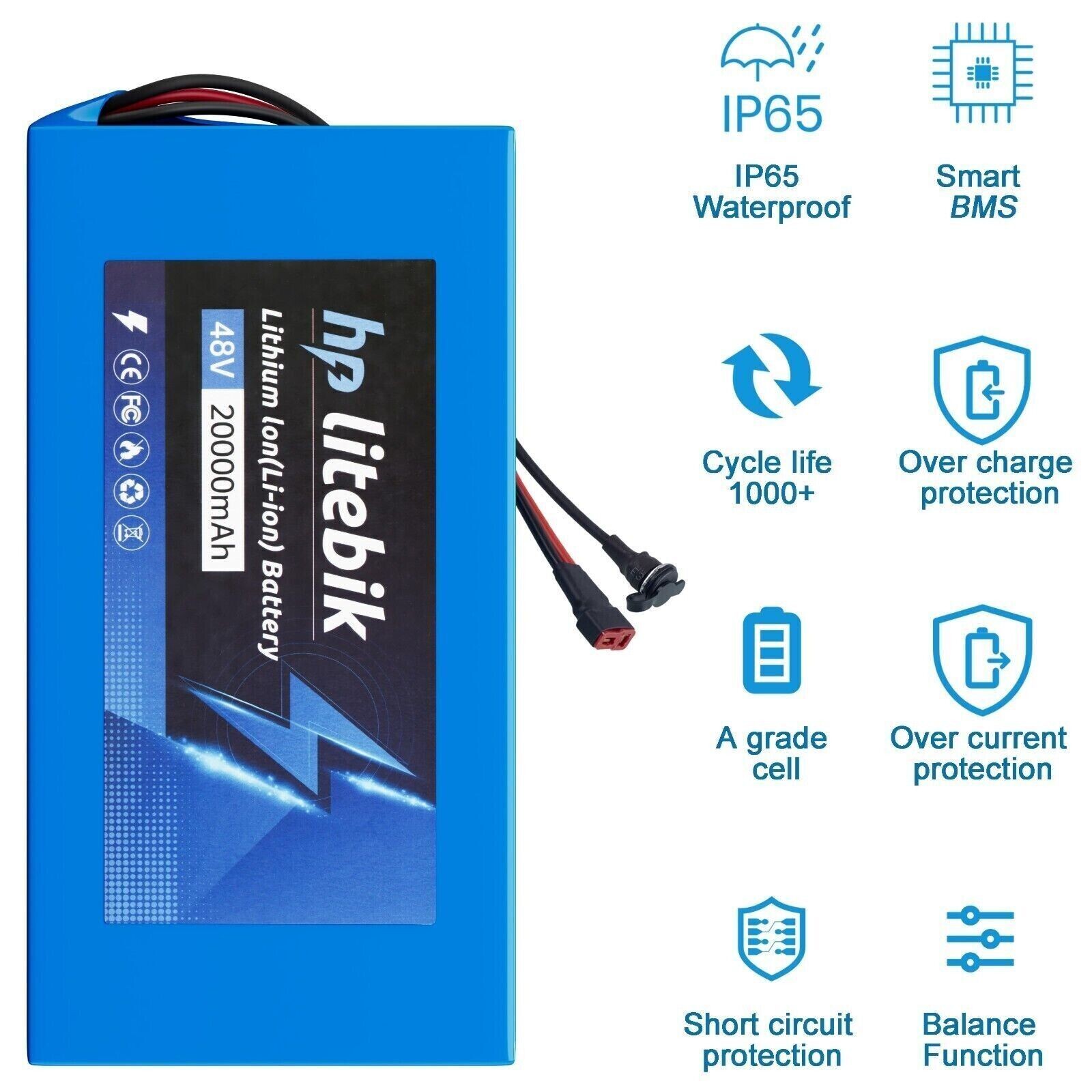 36V 48V Lithium Ebike Battery for 0-1500W Electric Bicycle 8AH/10AH/14AH/20AH US