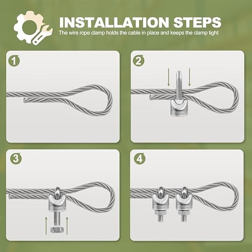 4pcs Wire Rope Clamp, 3/16 inch Cable Clamps Stainless Steel Wire Rope Clips M5