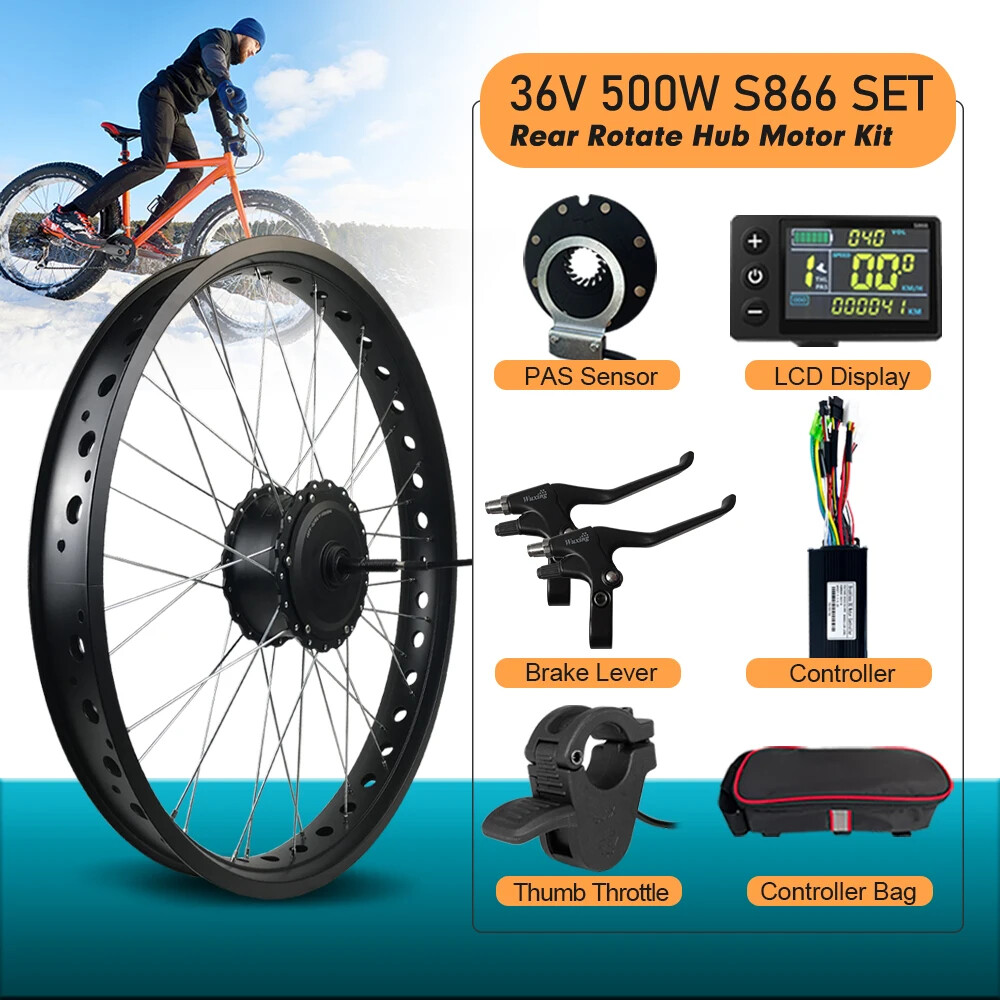 20 24 26In 500W Snow Fat Electric Bicycle Rear Motor Wheel Drive Kit 170/190mm