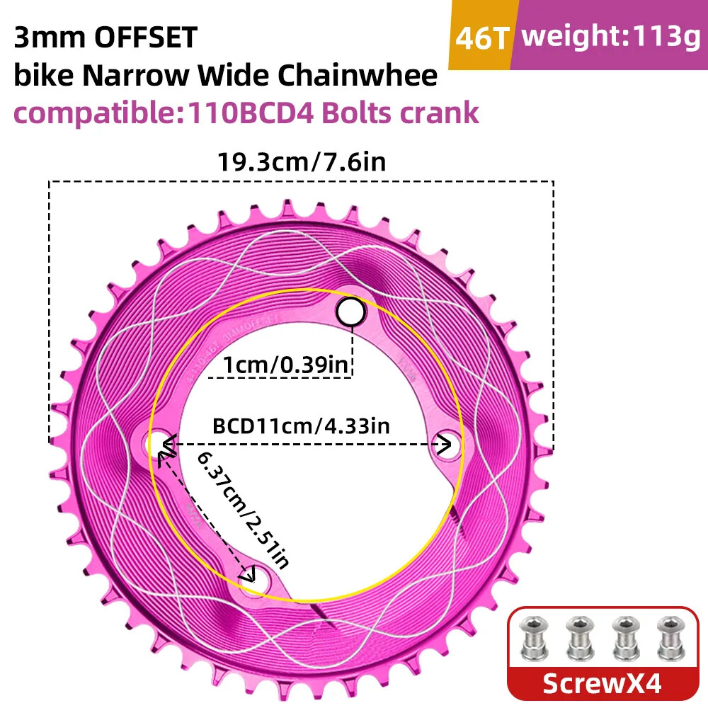 VXM 110BCD Chainring 40T-58T Bicycle Chainwheel 110BCD 4claws Bolt R7000 R8000