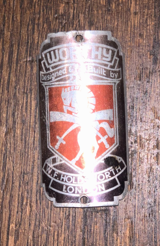 Vintage 1940’s 1950’s W.F. HOLDSWORTH London Metal Aluminum Head Badge