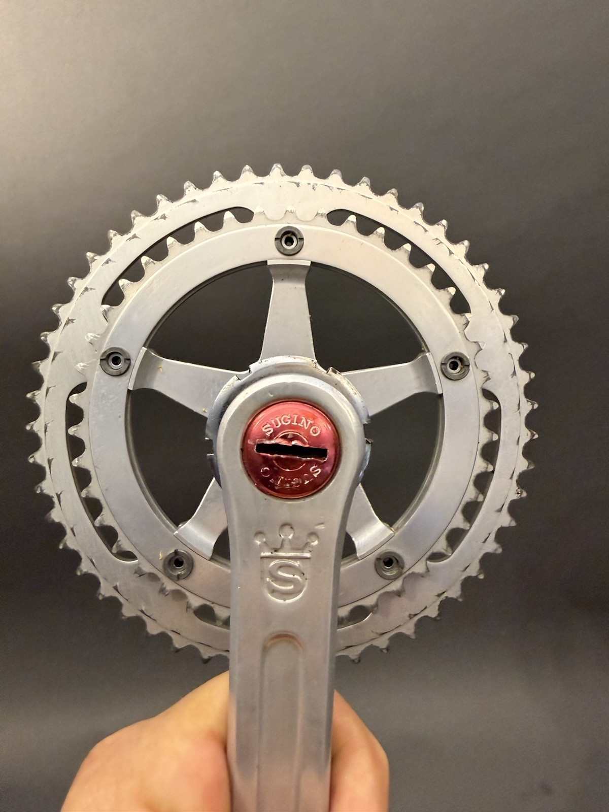Sugino Mighty Competition Crankset Double Crank Bicycle W/Bottom Bracket. VTG