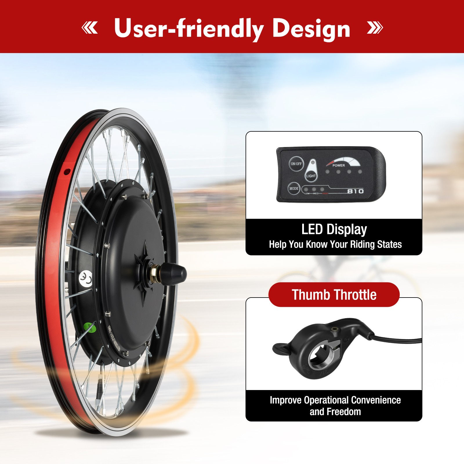 20in 1000W Front Wheel 48V Electric Bicycle Bike Motor Conversion Kit Hub eBike