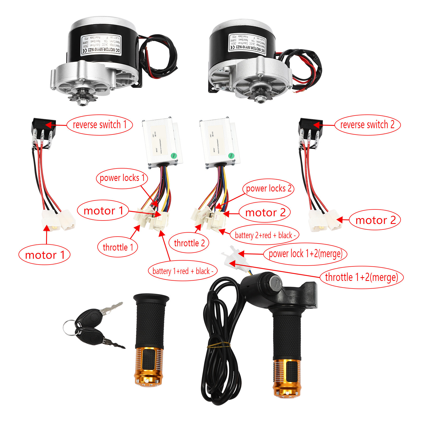 10 In 24V 250W Motor Drive Air Wheel Conversion Kit for Electric Scooter
