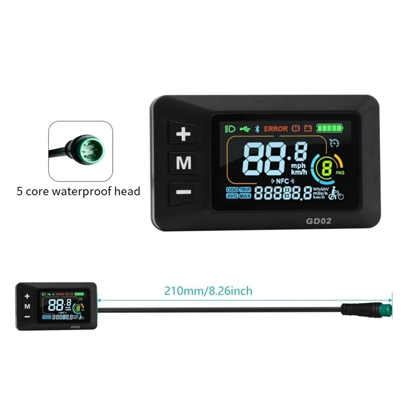 24/36/48/60V Bicycle Speed Color Gauge Waterproof Display 2/5 Pin SM&WP Plug