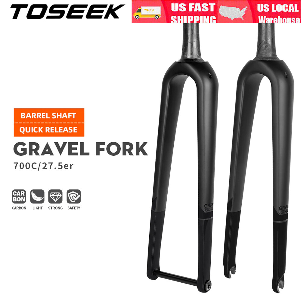 TOSEEK 700C Carbon Fiber Gravel Road Bike Fork Disc Brake QR/Thru Axle 100*12mm