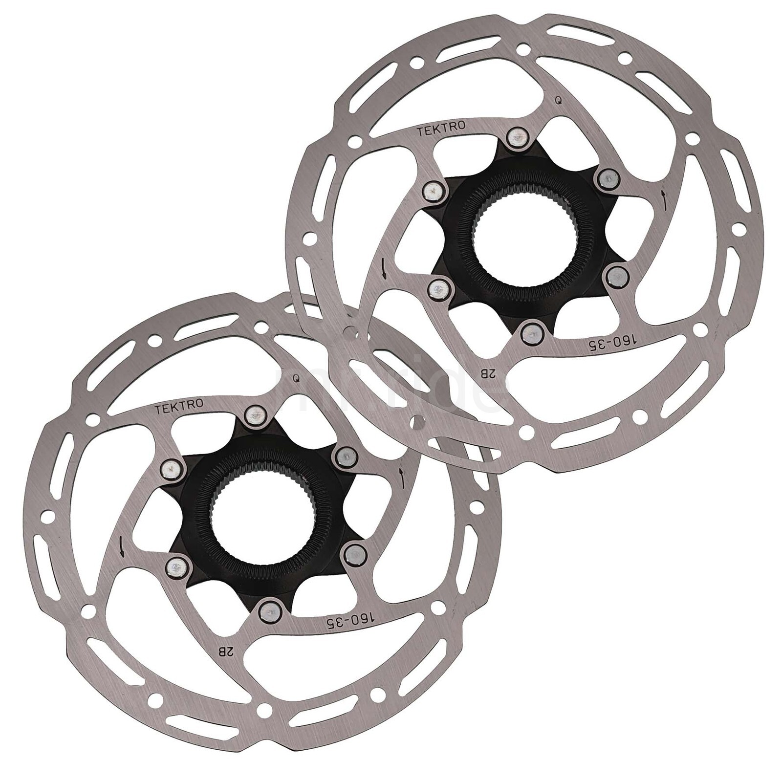 2x TEKTRO TR35 160mm Center Lock Bike Disc Rotor, Round Type, Stainless