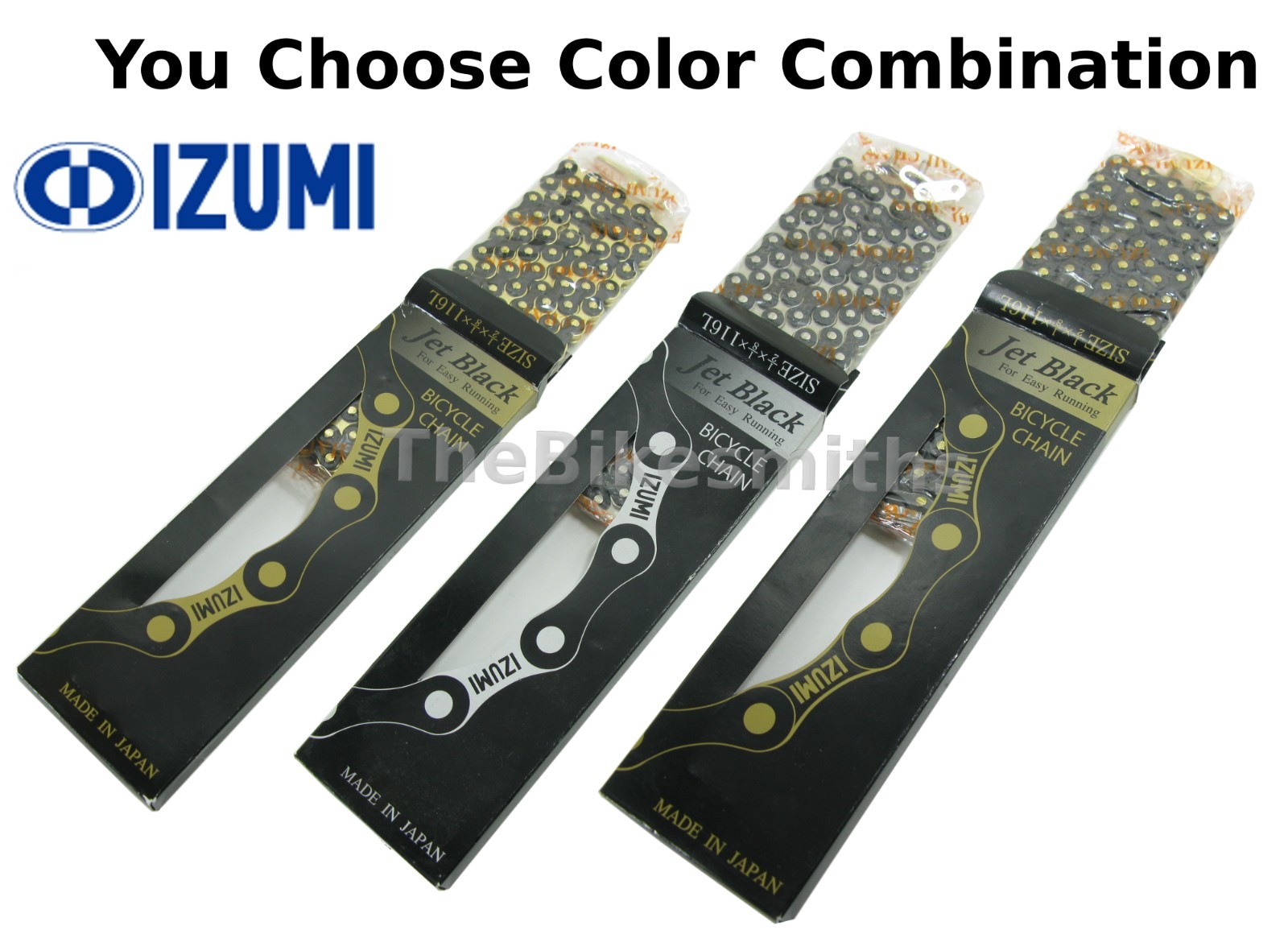 Izumi Chain JET BLACK Easy Running 1/8″ BMX Track Fixed Bike Gold Silver Black