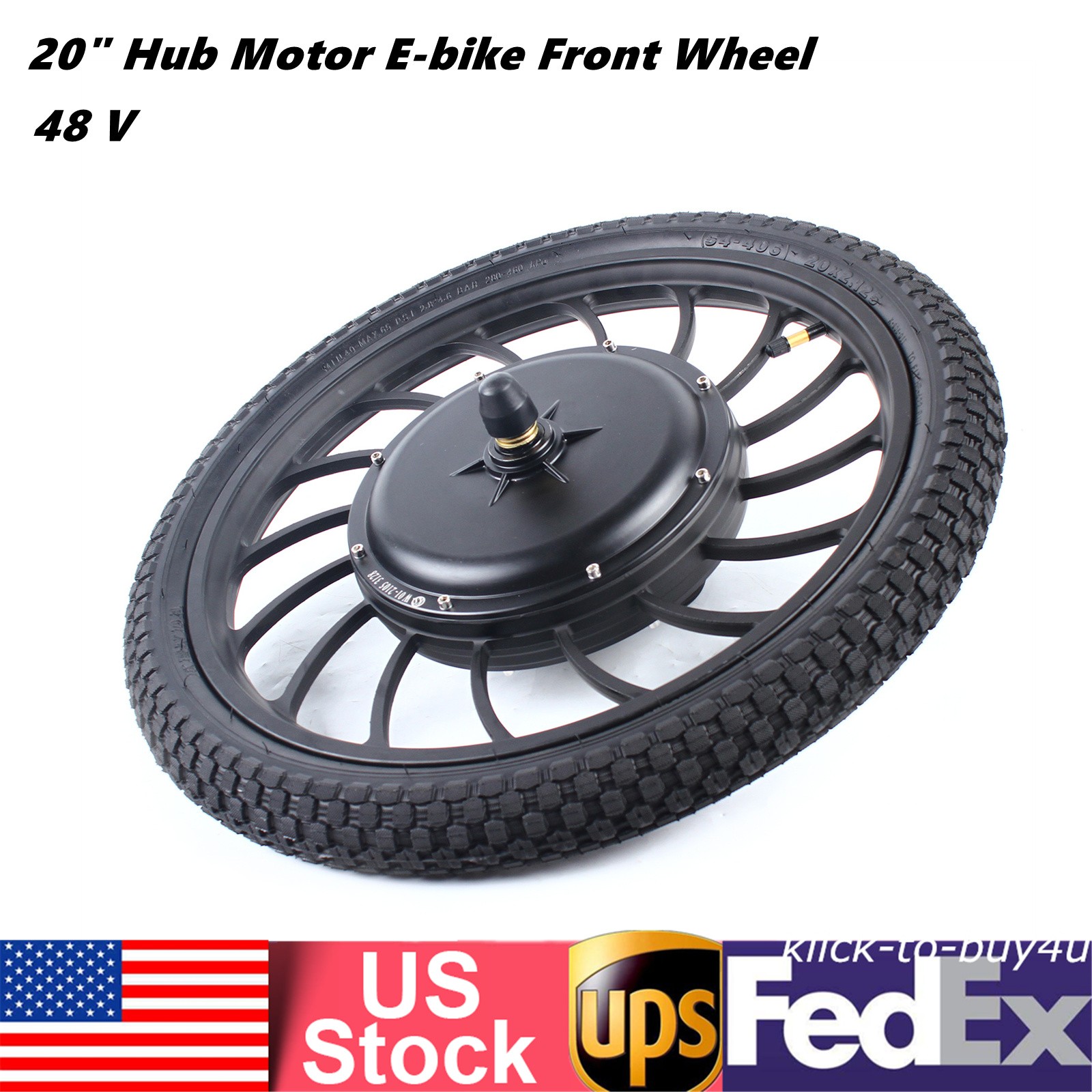 20″ Front Wheel Electric Bicycle Conversion Kit Motor Hub E-Bike 1000W 48V