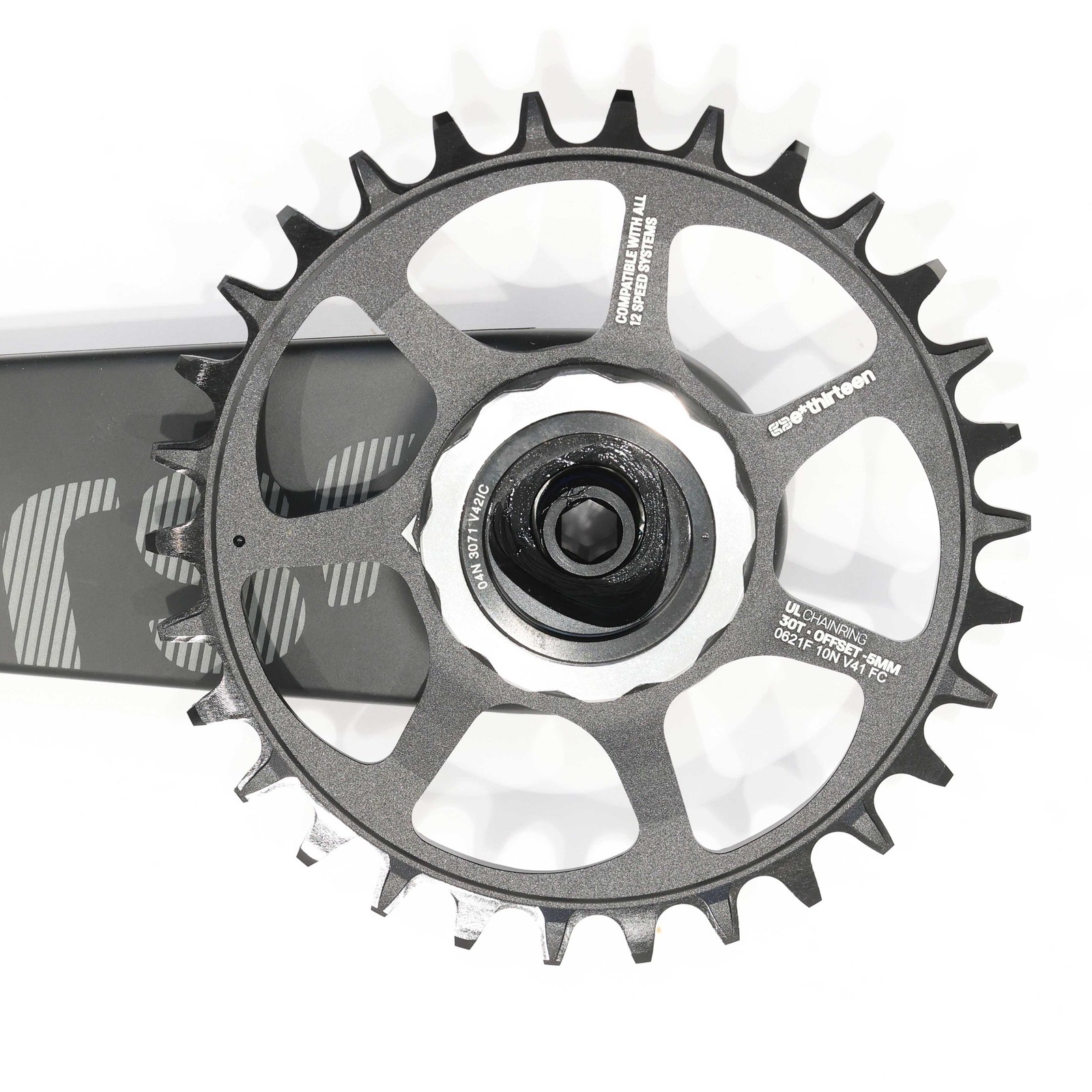 e*thirteen TRS Race Carbon MTB Crankset, 175mm, 30T, Boost, Gen 4, 55mm Chainlin