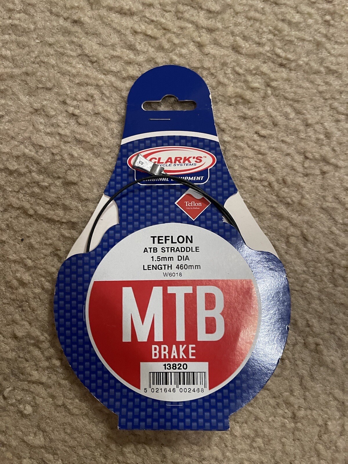 Clarke’s Teflon ATB Straddle Cable 1.5mm Diameter 460mm Length MTB Brake Cable