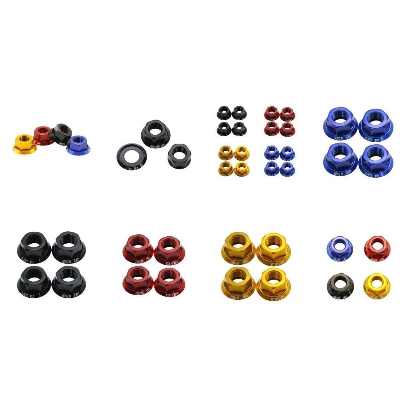 Set of 4 Bike Wheel Hub Axle Nuts Made of 7075 Aluminum Alloy M 10 Size