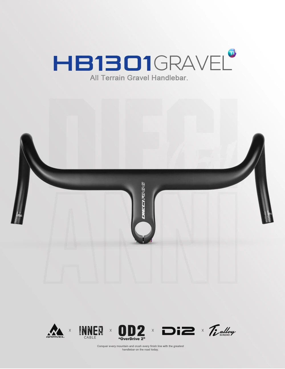 Carbon Gravel Bike Handlebar Internal Cable Integrated Handle OD2 DI2 Drop Bar