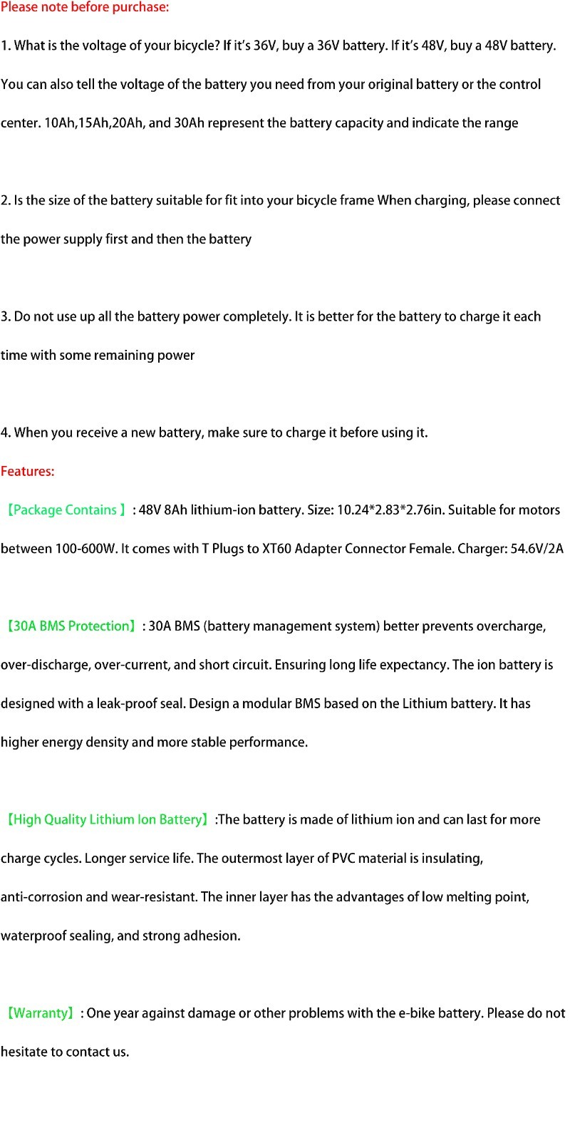 48V Lithium Ebike Battery for 200W – 1500W Electric Bicycle Bike Scooter Motor