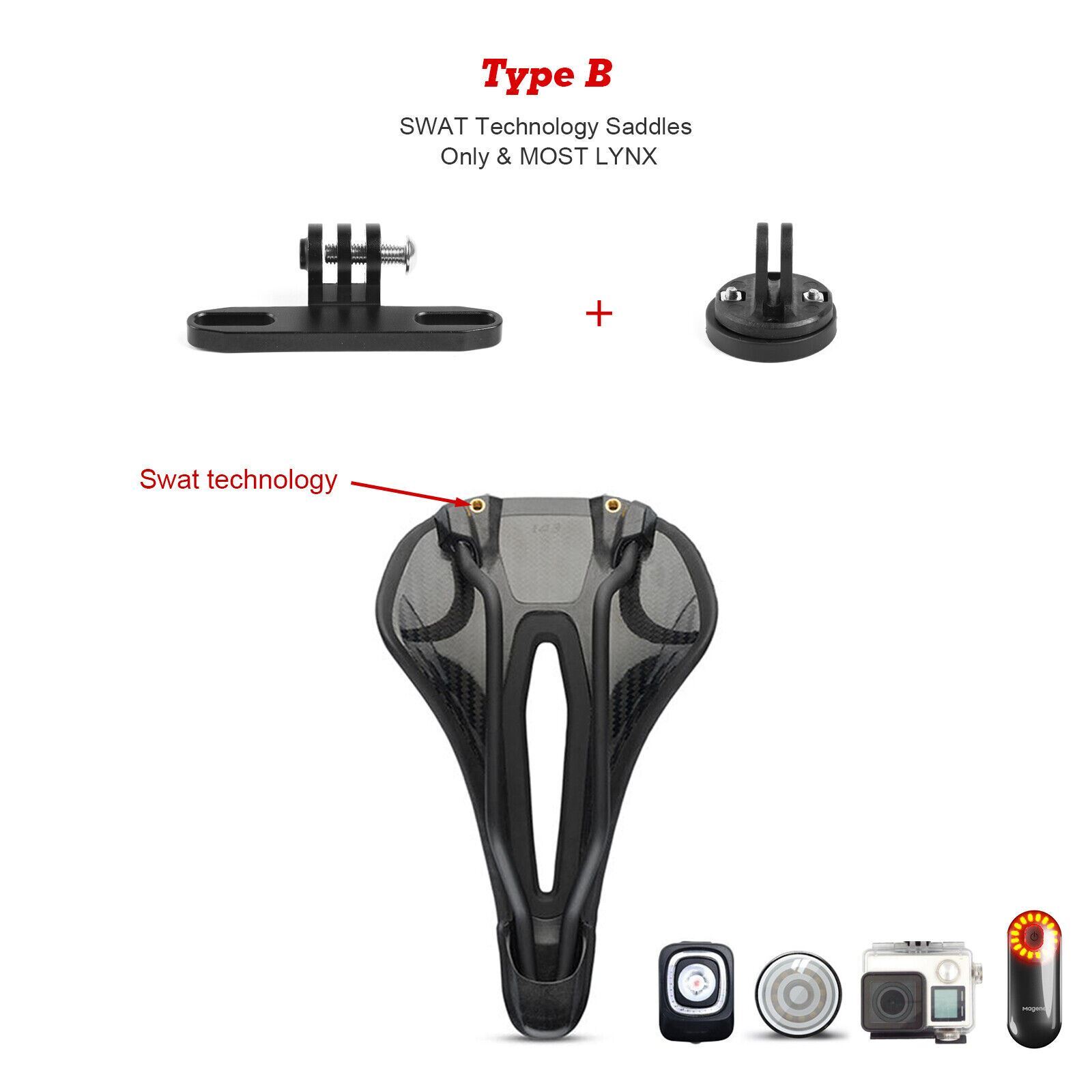 Saddle Clamp Mount for Gopro Garmin Varia RTL515 Radar, SWAT LYNX TREK STEALTH