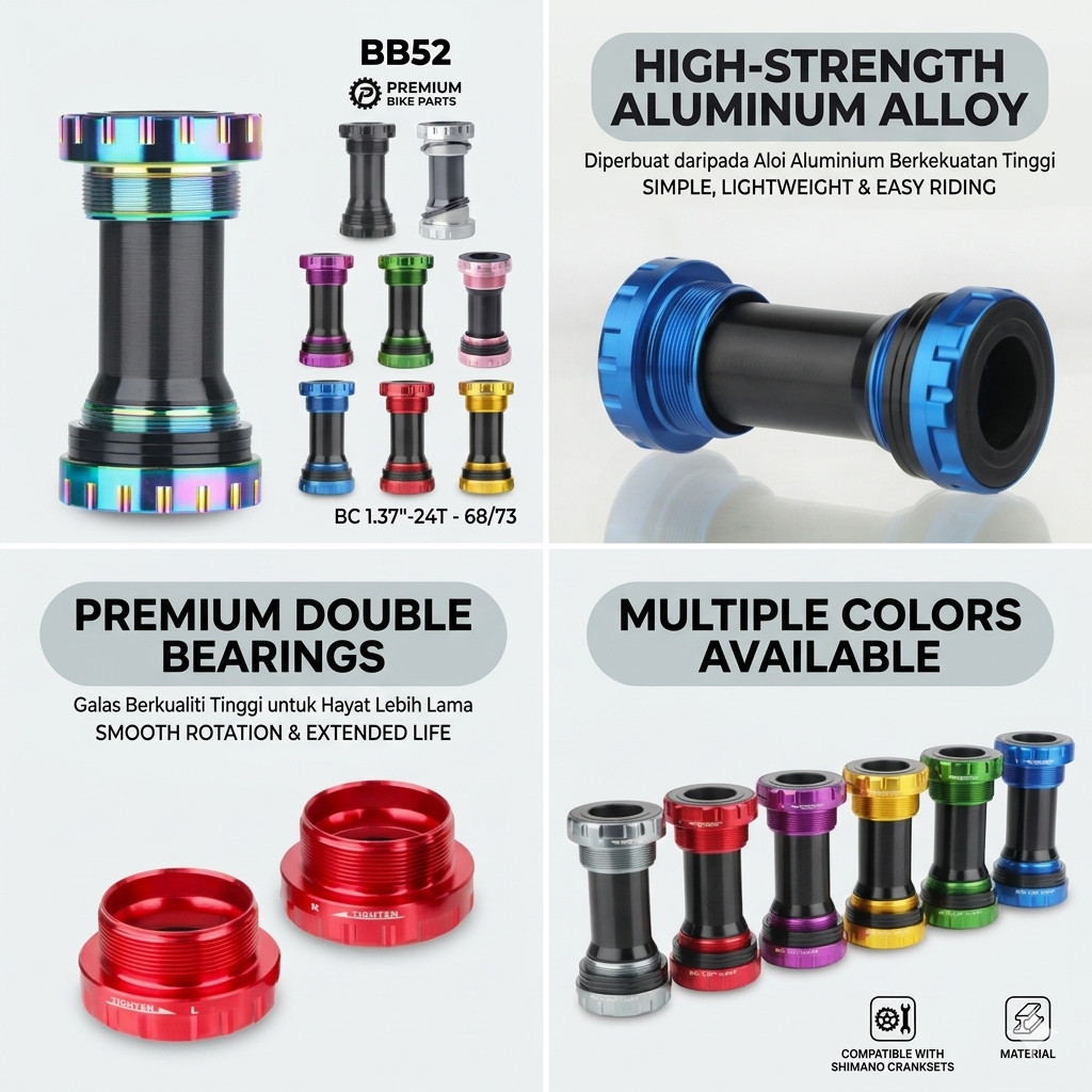 Road MTB Bike Bottom Bracket M68 Threaded BB92 Press 68/73mm Fit Shimano/SRAM