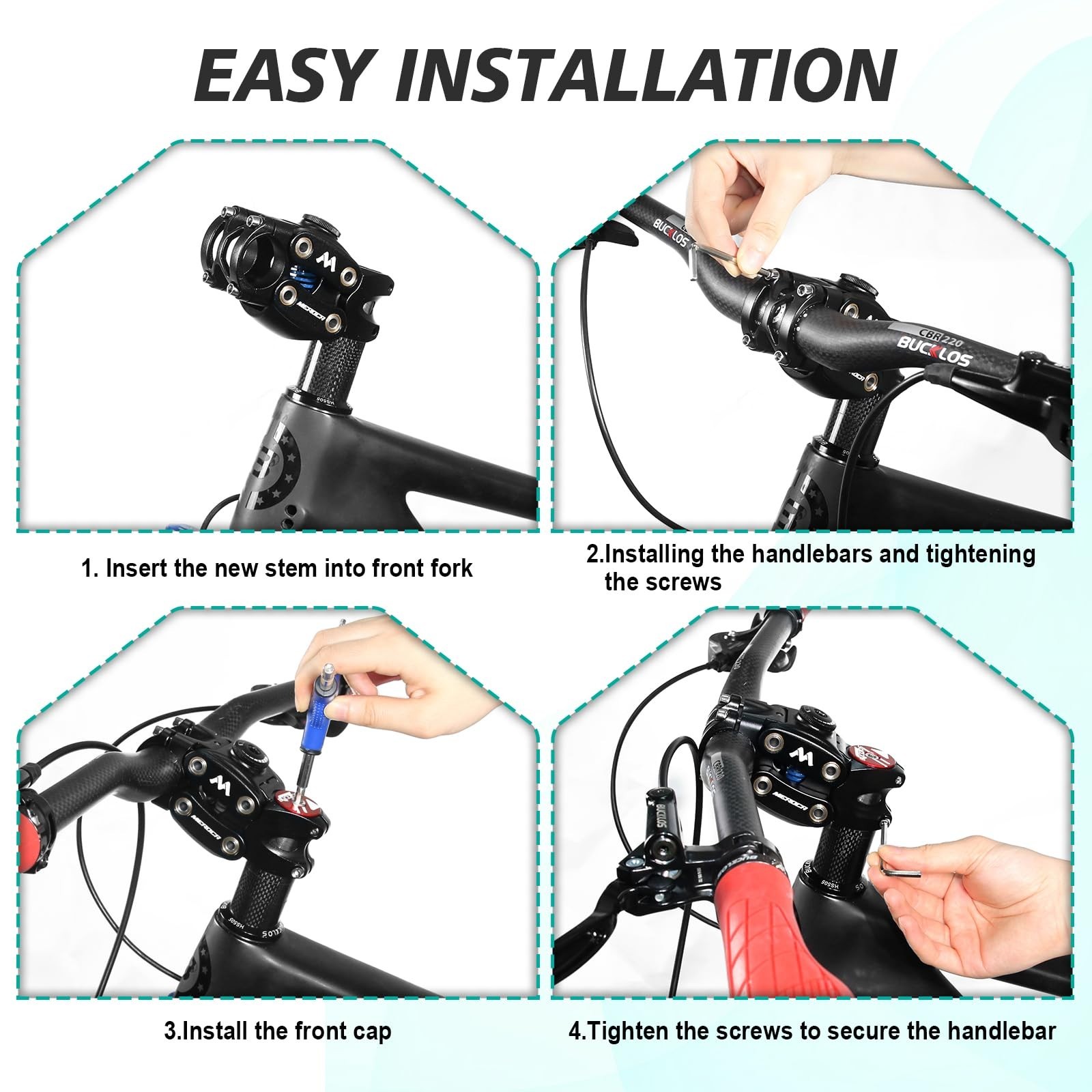 Adjustable Bike Suspension Stem 31.8mm, MTB Shock Absorbing Handlebar, 90mm Leng