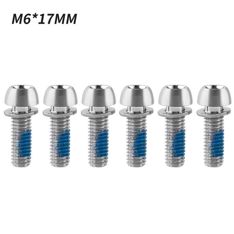 6Pcs M6x17mm Bike Bolts w/Washer MTB Disc Brake Caliper Stem Crank Screws