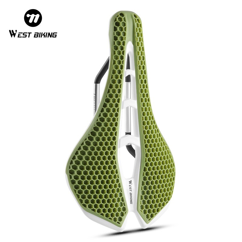 WEST BIKING Bicycle Saddle 3D Honeycomb Hollow Racing Bike Seat Cushion Green